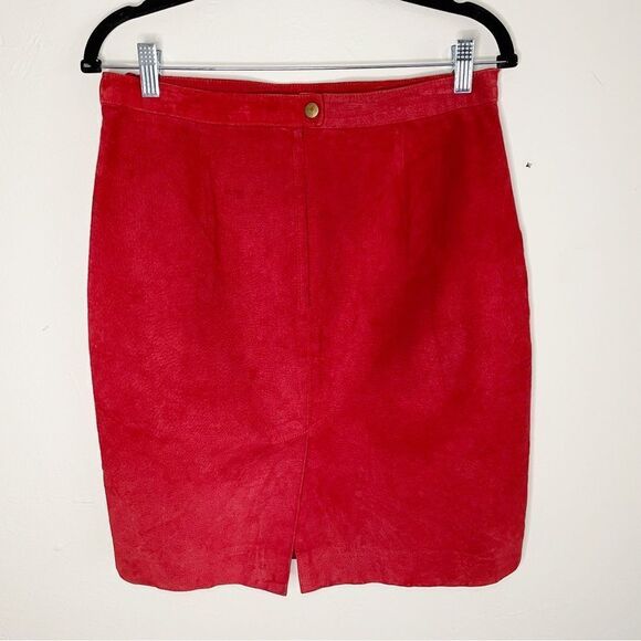 Vintage women’s Rock Creek genuine leather pencil skirt 
 red SZ 14 / large - Picture 3 of 9